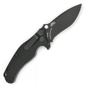 Zero Tolerance Matte Black Serrated Folding Knife w/ Black G10 Handle